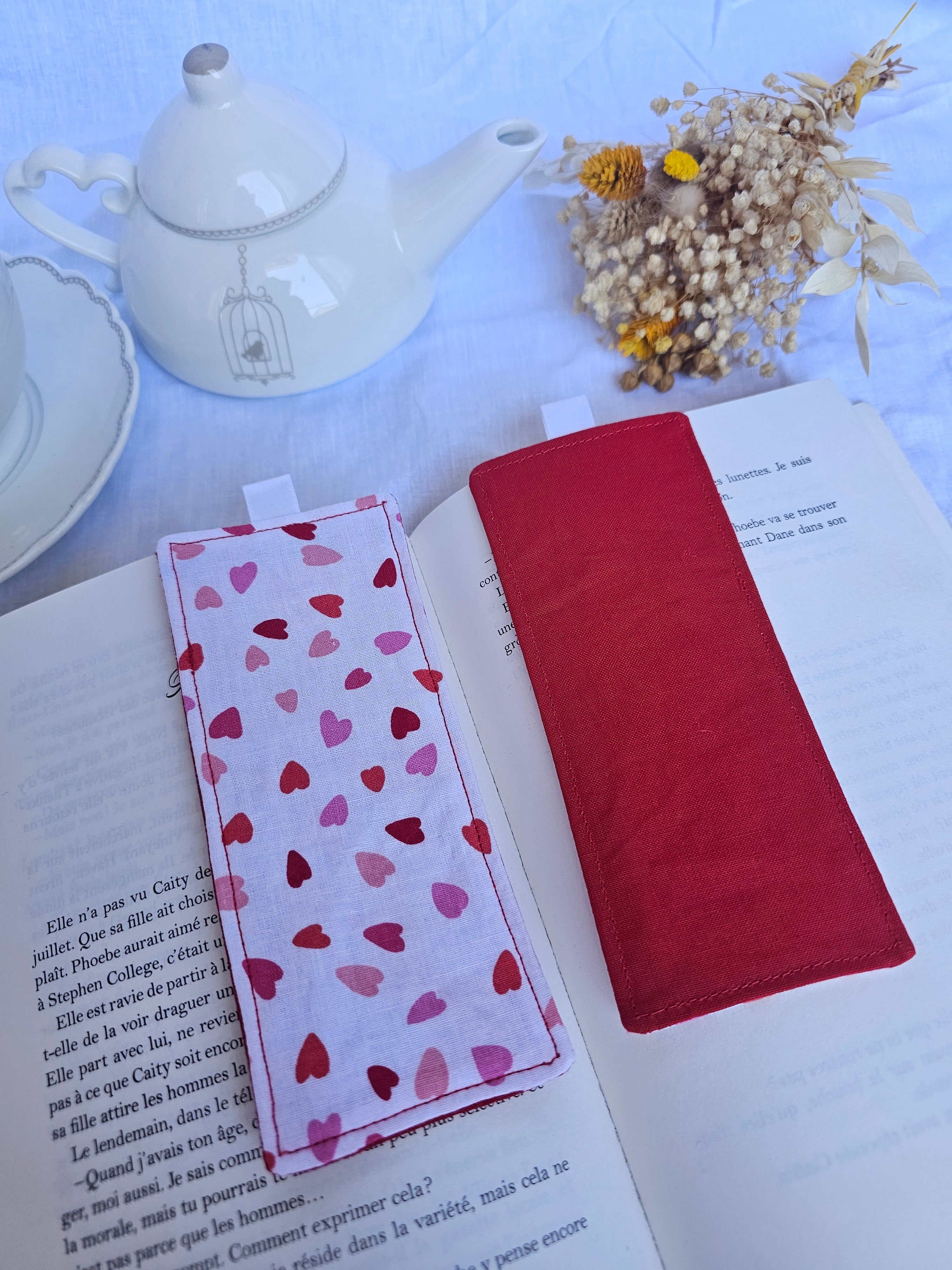 Marque-page Petits coeurs rouge rose