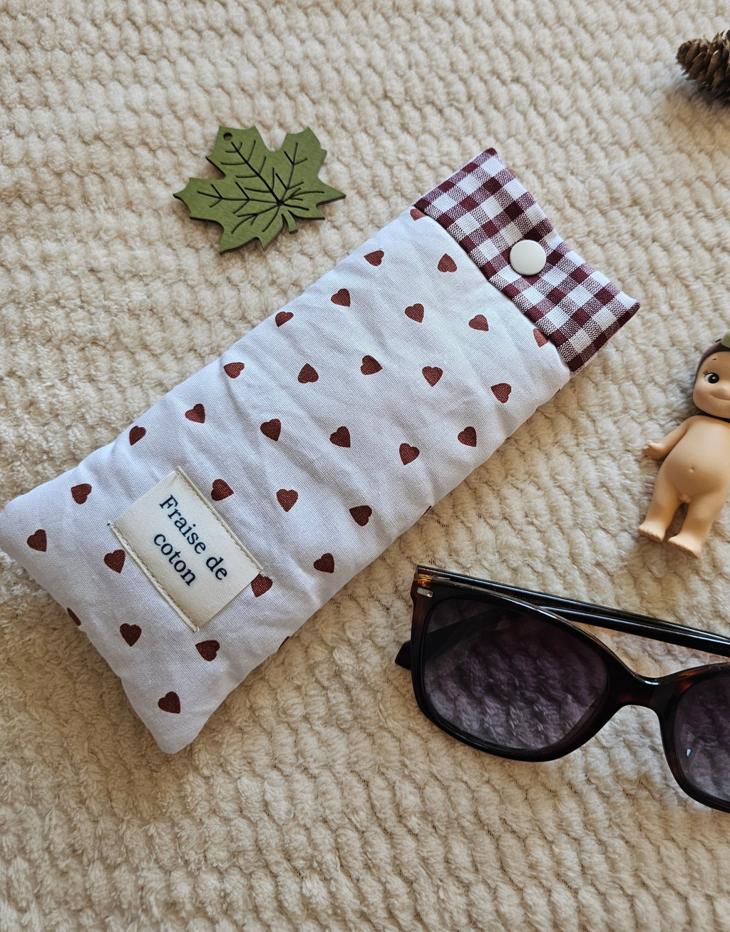 Etui à lunettes Petits coeurs chocolat
