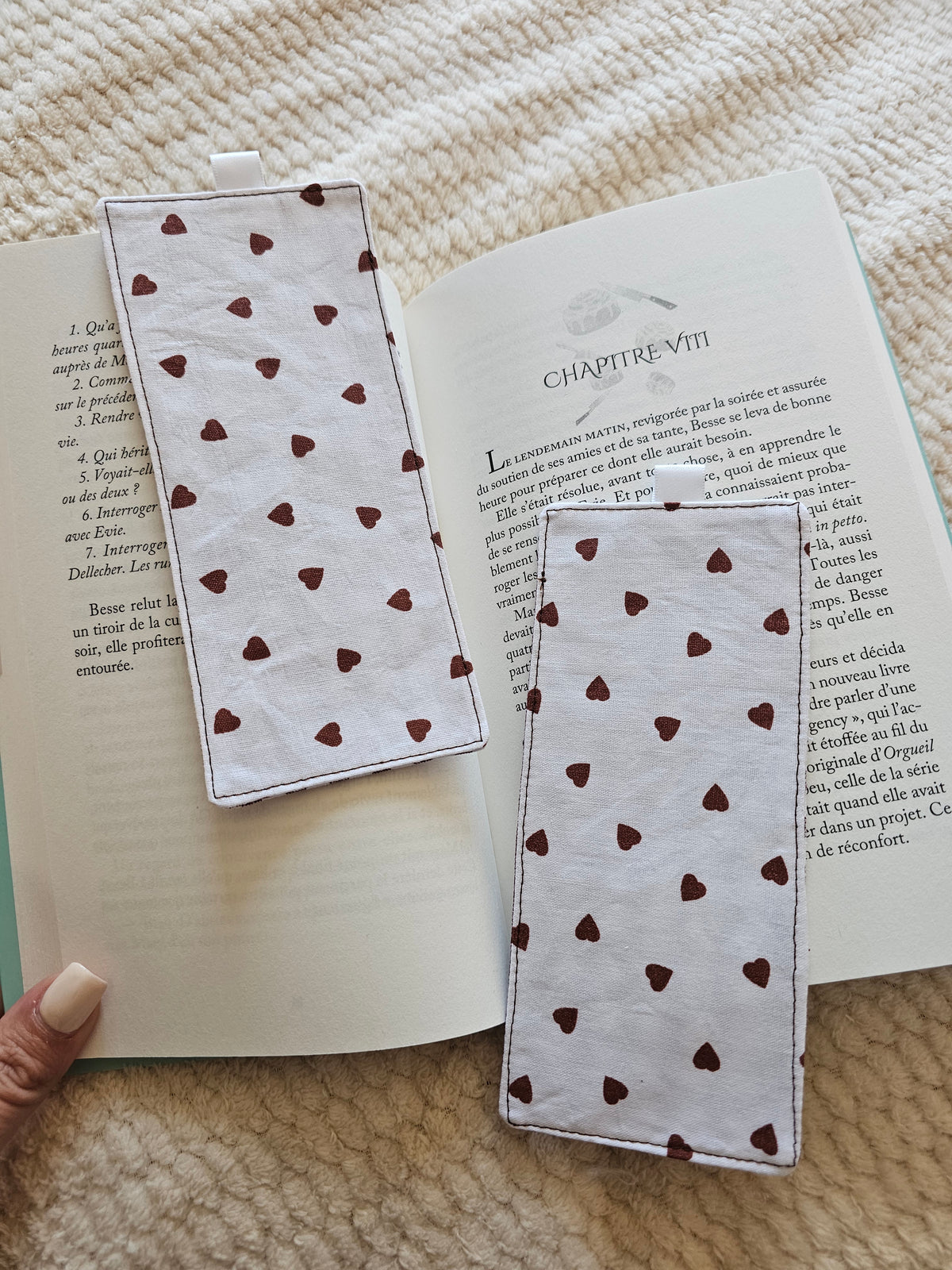 Marque-page Petits coeurs chocolat