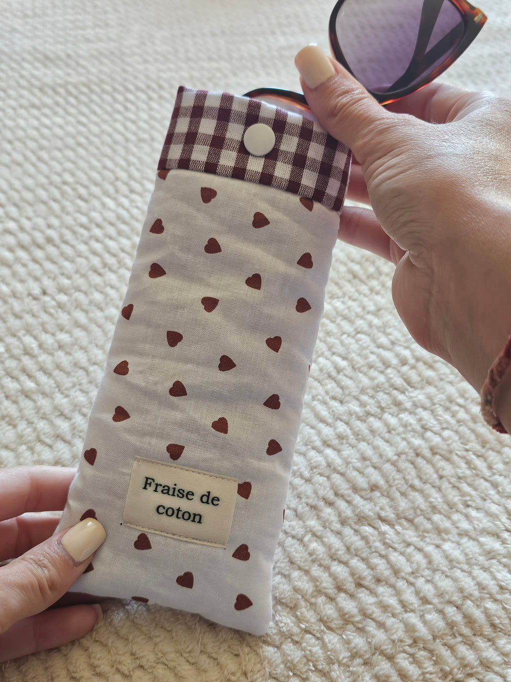 Etui à lunettes Petits coeurs chocolat